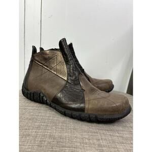 Josef Siebel Boots Womens 38 7.5 Bronze Brown Leather Side Zip Rugged Leather